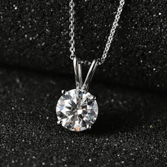 "Elegant Solitaire Diamond Pendant Necklace in Sterling Silver"