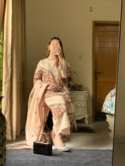 SIMRAN Silky Lawn 3-Piece Suit – Long Length Elegance | Article Design | Rs. 3,899