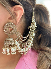 Gold Plated Kundan Passa Earrings – Mughal Inspired Statement Jewelry