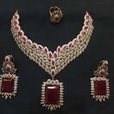"Elegant Ruby and Diamond Bridal Jewelry Set"